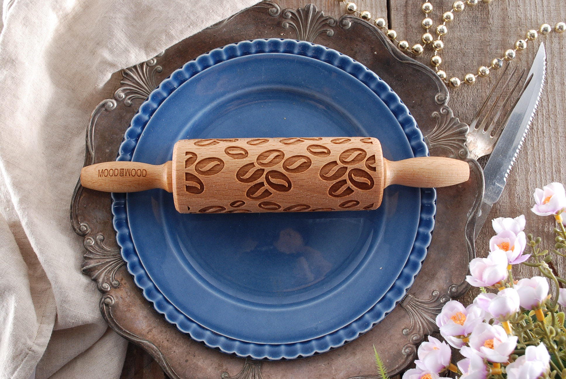 Coffee Beans - Mini Rouleau à Pâtisserie en Gaufrage Pour Biscuits, Biscuits Relief, Noel, Fête Des