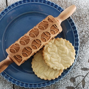 engraved rolling pin for cookies BASEBALL MIX embossed