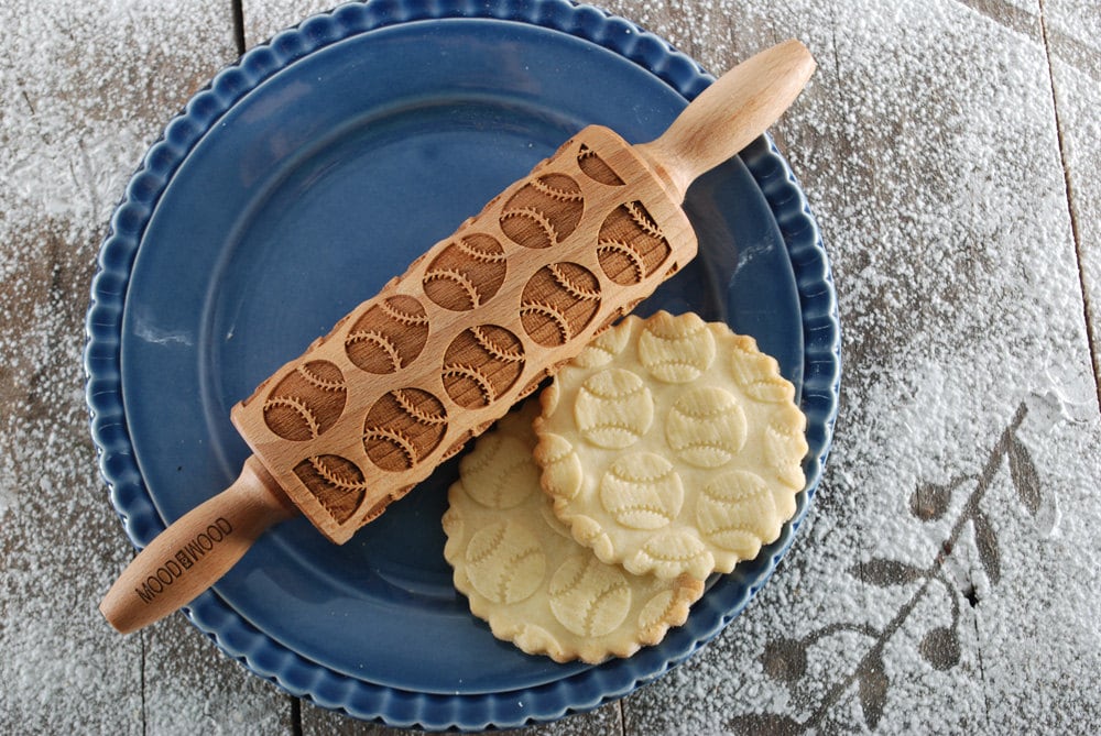 Baseballs - Mini Rouleau à Pâtisserie en Gaufrage Pour Biscuits, Biscuits Relief, Cadeau de Noel, La