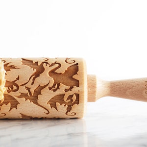 DRAGONS WAR- embossing rolling pin for cookies, embossed biscuits, wooden Christmas present, Mother’s Day gift, laser engraved