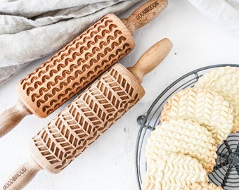 KNIT STITCHES–  set of 2 mini embossing rolling pins for cookies, Christmas gift, Mother’s Day gift, perfect birthday gift, nature inspired