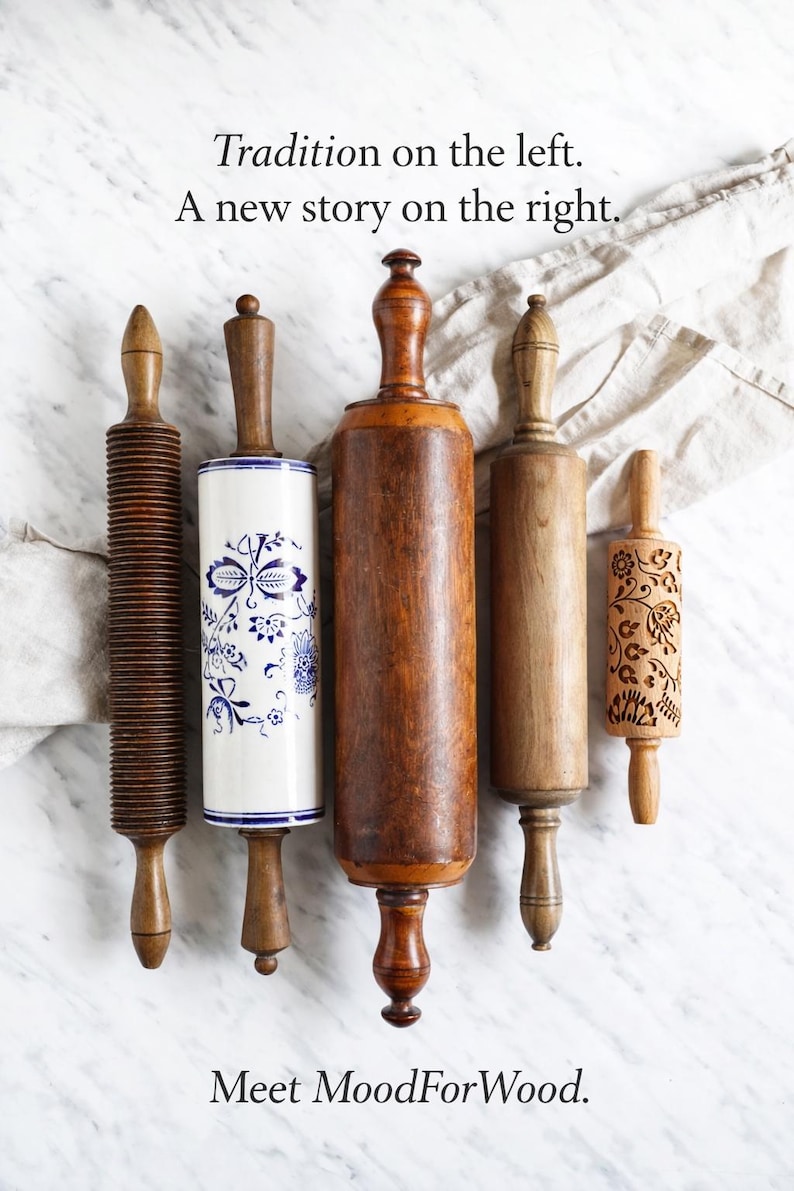 Scottish thistle embossed rolling pin in beechwood – handmade cookie pattern tool image 12