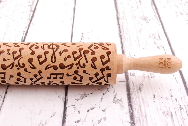 MUSIC embossed, engraved rolling pin for cookies image 1