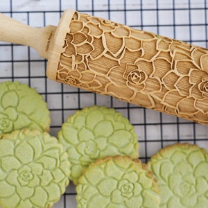 SUCCULENT - mattarello inciso per biscotti - idea regalo perfetta, floreale, biologico, naturale, idea regalo di Natale, succulenta, cactus