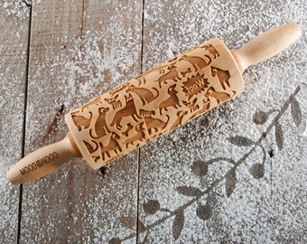 WOOF! WOOF! - MINI embossed, engraved rolling pin for cookies - perfect Mother's Day idea - gift