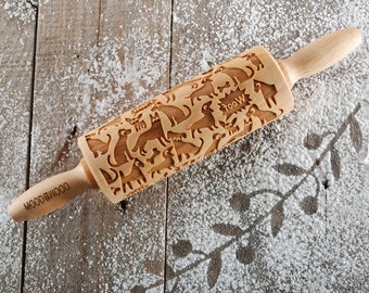 WOOF! WOOF! - MINI embossed, engraved rolling pin for cookies - perfect Mother&#39;s Day idea - gift
