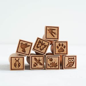 Little Creatures Wooden Cookie Stamps: Engraved Baking Set