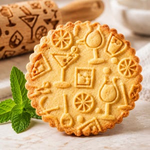 Mattarello con incisione Mojito: stampo per biscotti in legno di faggio realizzato a mano