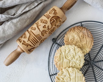 WELCOME TO JUNGLE – mini embossing rolling pin for cookies, laser engraved, solid wood, Christmas gift, Mother’s Day present, safari,