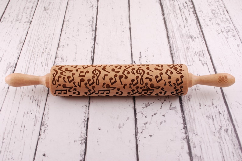 MUSIC embossed, engraved rolling pin for cookies image 2