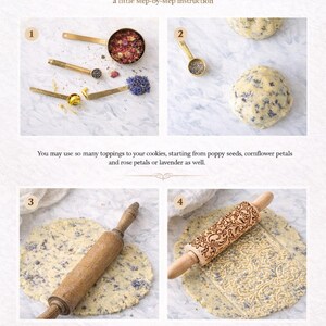 Rodillo con rosas en relieve: molde para galletas de madera de haya, regalo para mamá repostera. imagen 15