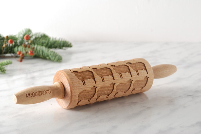 SHEEP MINI embossing rolling pin for cookies, laser engraved, solid wood, perfect Christmas gift, Mothers Day gift, animal lover, breed image 2