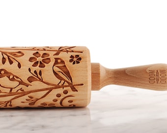 SPRING - embossed, engraved rolling pin for cookies - perfect gift idea