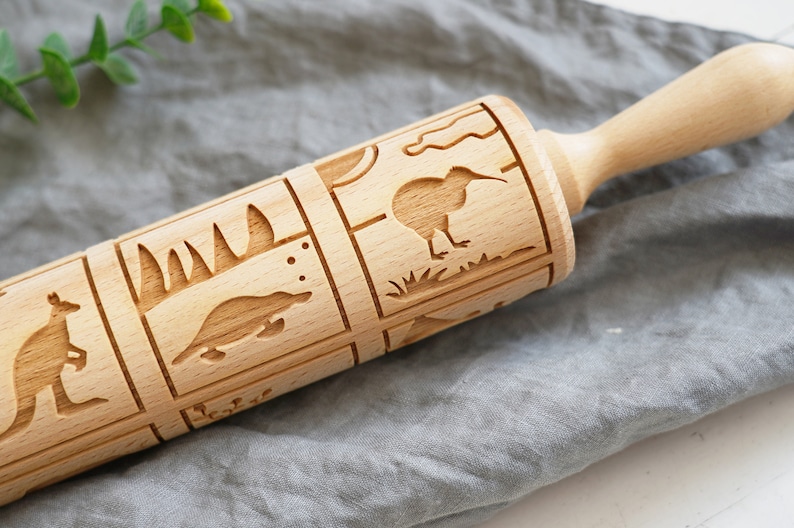 AUSTRALIAN ANIMALS THEME Embossing Rolling Pin for Cookies Etsy