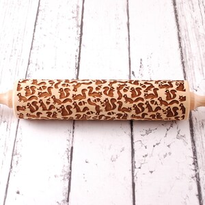 FUNNY SQUIRRELS embossing rolling pin for cookies, embossed biscuits, Christmas gift, Mothers Day gift, laser engraved, animal lover image 4