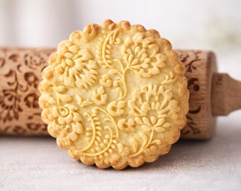 Rodillo de cocina con grabado floral: Rodillo para galletas folclórico, regalo para la familia polaca.