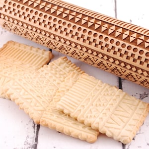Handmade geometric rolling pin – unique eco gift for baking enthusiasts