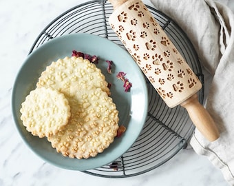 PAWS – MINI embossing rolling pin for cookies, embossed biscuits, laser engraved roller, Mother’s Day gift, Christmas gift, animal lover