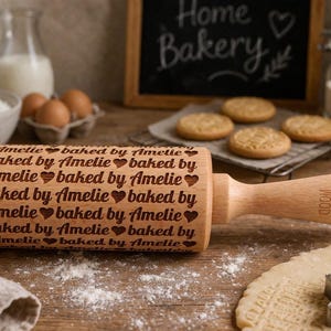 Personalized Rolling Pin for Home Bakery – Custom Engraved Baking Rolling Pin – Small Business Baking Gift