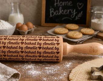 Personalized Rolling Pin for Home Bakery – Custom Engraved Baking Rolling Pin – Small Business Baking Gift