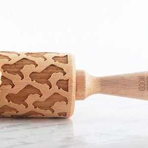 Australian Shepherd Rolling Pin: Embossed Dog Cookie Roller, Handmade