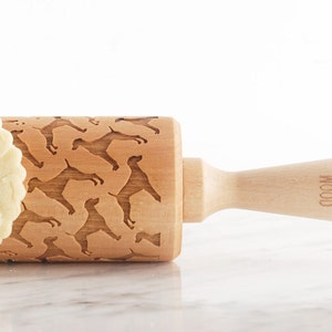 Holiday baking with embossed rolling pin – handmade gift for dog lovers