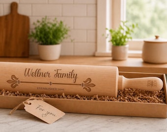 Mattarello personalizzato con incisione – Regalo in legno personalizzato per matrimonio, inaugurazione della casa o per la mamma