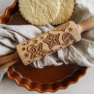 GINGERBREAD - MINI embossed, engraved rolling pin for cookies - perfect gift idea - Christmas gift