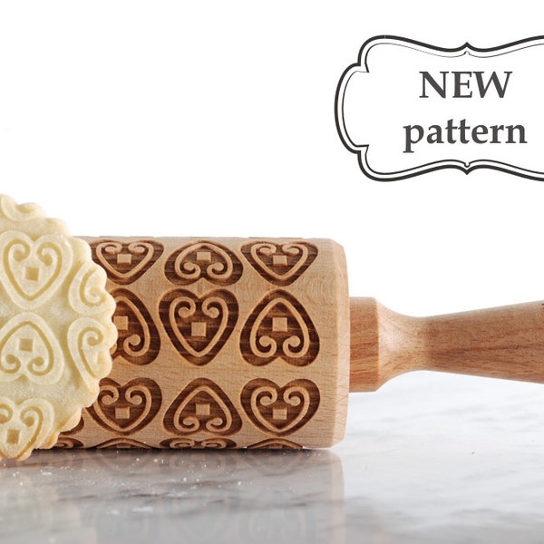 LICITAR (Croatian heart) - embossing rolling pin for cookies, laser engraved, solid wood, perfect Christmas gift, Mother’s Day present