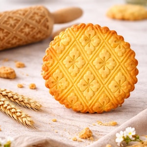 Floral Embossing Rolling Pin: Beech Wood Cookie Stamp