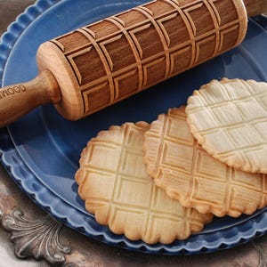 CHOCOLATE BAR MINI embossing rolling pin for cookies, embossed biscuits, Christmas, Mothers Day, laser engraved, solid wood image 1