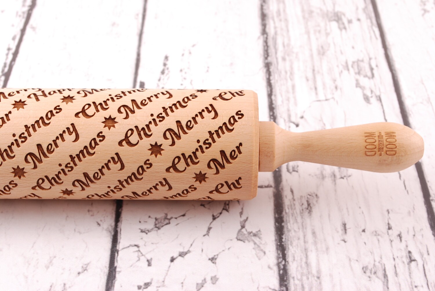 MERRY CHRISTMAS embossed engraved rolling pin for cookies