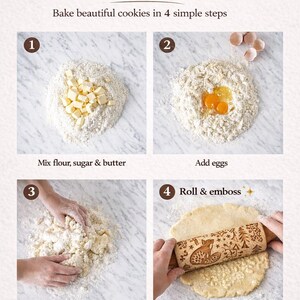 Rodillo de cocina con grabado floral: Rodillo para galletas folclórico, regalo para la familia polaca. imagen 12