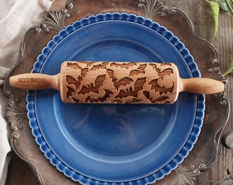 SCARY BATS - MINI embossed, engraved rolling pin for cookies - perfect gift idea