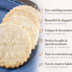 Scottish thistle embossed rolling pin in beechwood – handmade cookie pattern tool image 6