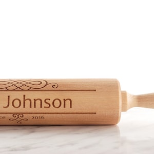 Personalized Engraved Beech Wood Rolling Pin: Custom Kitchen Decor