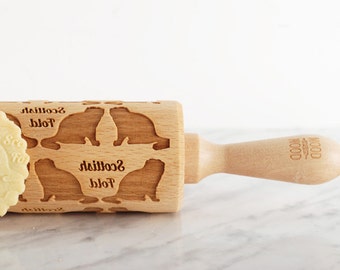SCOTTISH FOLD - embossing rolling pin for cookies, laser engraved, solid wood, perfect Christmas gift, Mother’s Day gift, animal lover