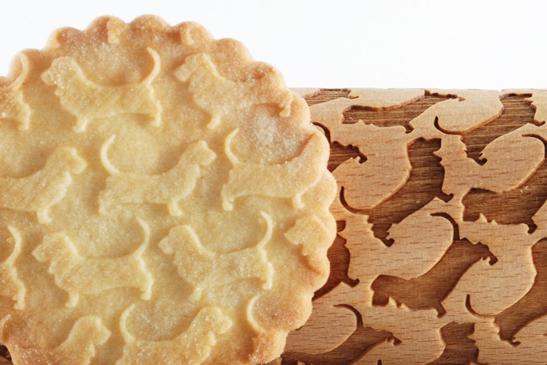 engraved rolling pin for cookies MINI embossed BASSETHOUND