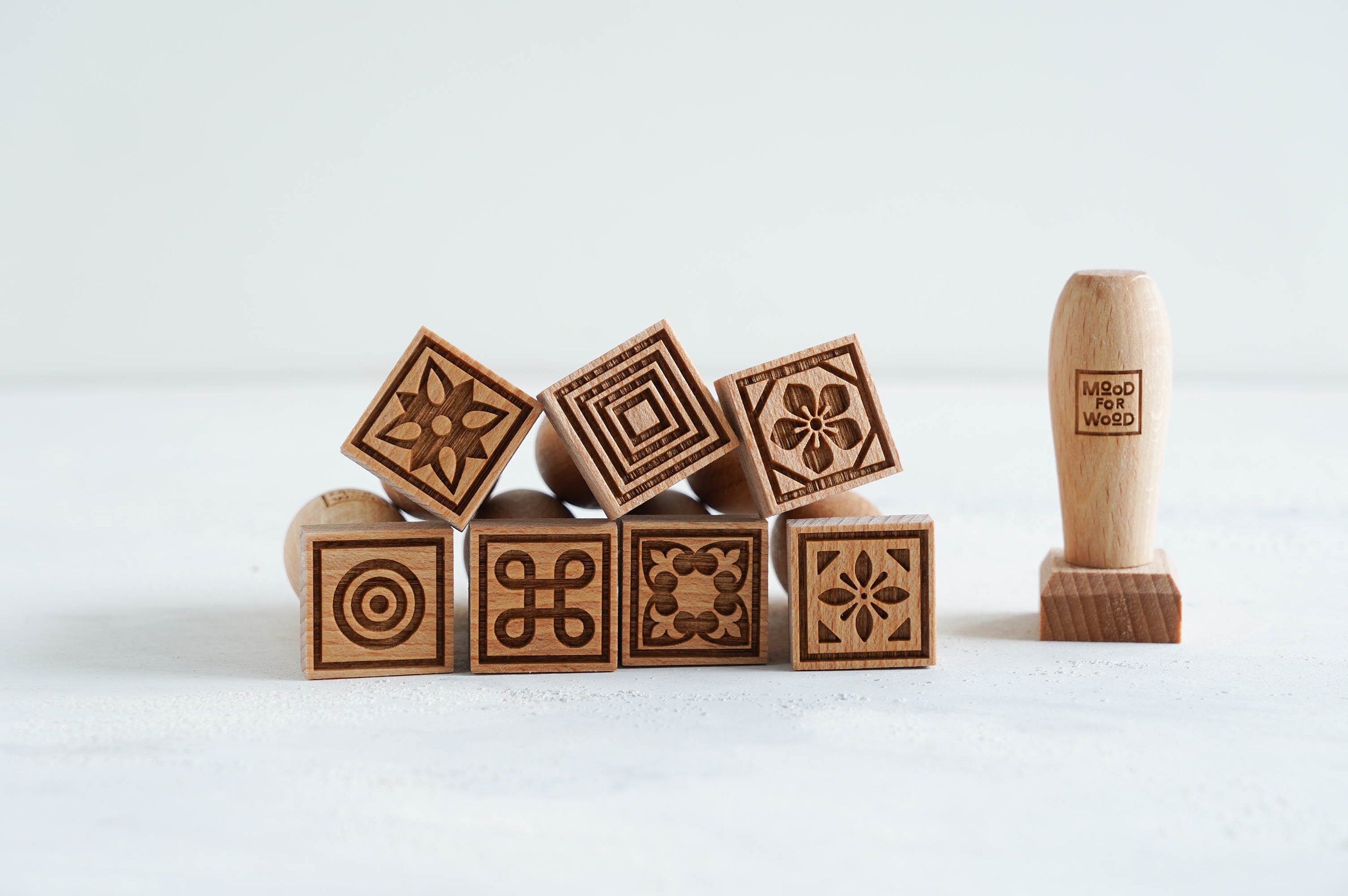 GEOMETRIC - set of 8 wooden stamps, engraved stamps for cookies, gift for baker, Christmas gift idea, embossing wood stamp, Mothers day gift