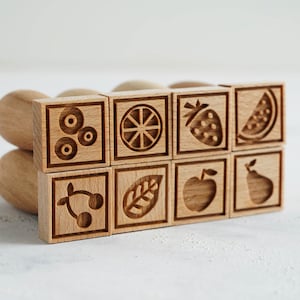 Fruit Cookie Stamps: Engraved Wood Baking Stamps, Set of 8