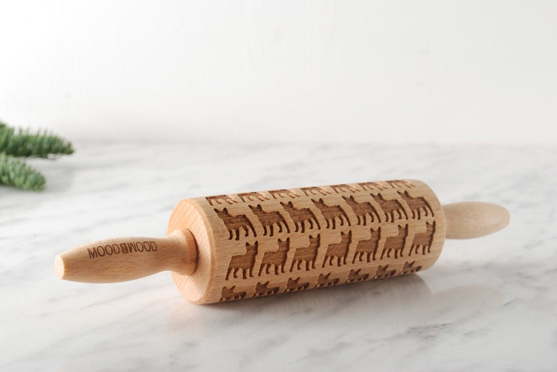 FRENCH BULLDOG engraved rolling pin for cookies MINI embossed
