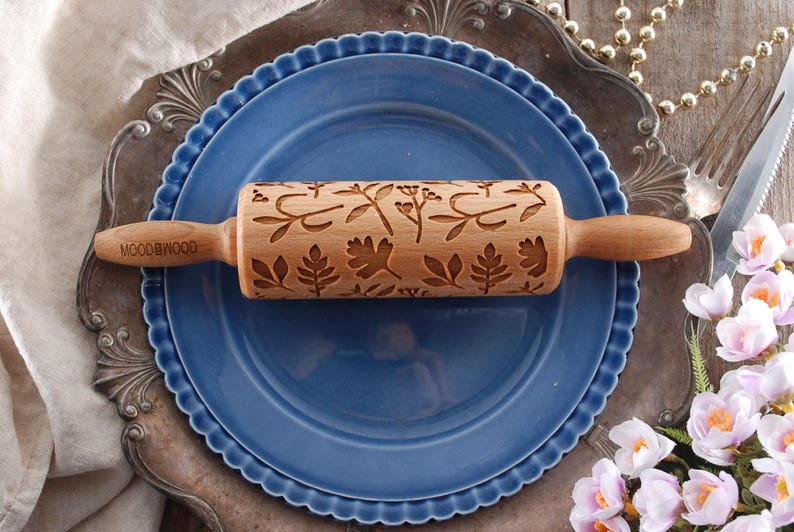 HERBS MINI Embossed Engraved Rolling Pin for Cookies Etsy