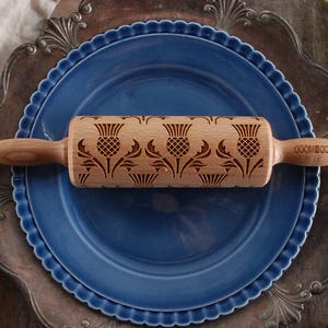 SCOTTISH THISTLE - MINI embossed, engraved rolling pin for cookies - perfect gift idea
