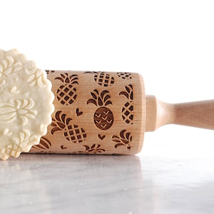 PINEAPPLES - embossing rolling pin for cookies, laser engraved, solid wood, perfect Christmas gift, Mother’s Day gift