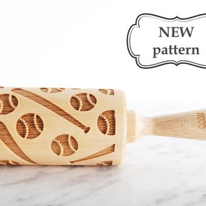 BASEBALLS & BATS - embossing rolling pin for cookies, embossed biscuits, Christmas gift, Mother’s Day gift, laser engraved, solid wood