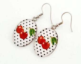 boucles d'oreilles ovales cerises