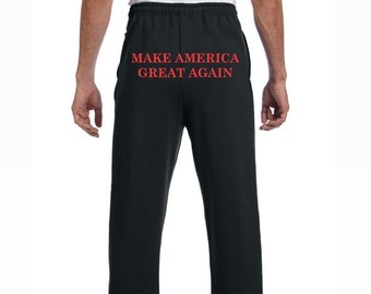 Make America Great Again Sweatpants, Unisex Open Bottom Trump 2024 Sweats with Pockets