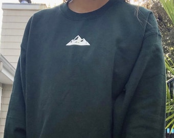 Forest Green Mountains Crewneck Sweatshirt | Gift for the Mountain Lover