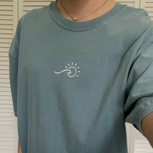 Ice Blue Sun & Wave Tee | Comfort Colors T-Shirt