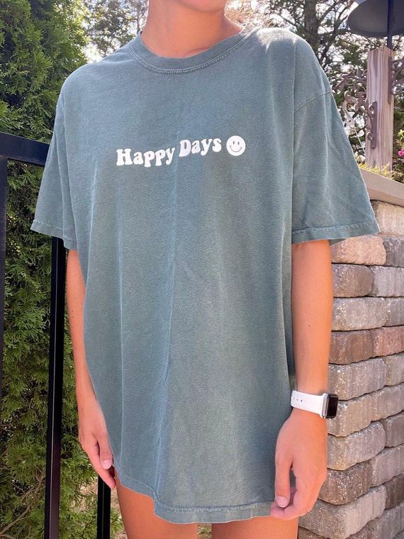 Happy Days Tee Blue Spruce Comfort Colors Aesthetic T-shirt -  UK